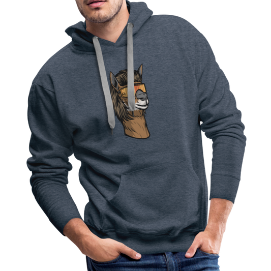 Llama Mullet Premium Hoodie - heather denim