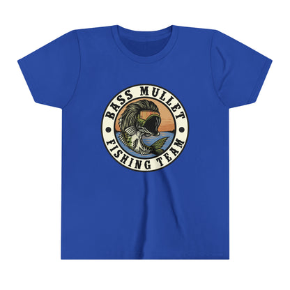 Bass Mullet Fishing Team Badge Youth Tee