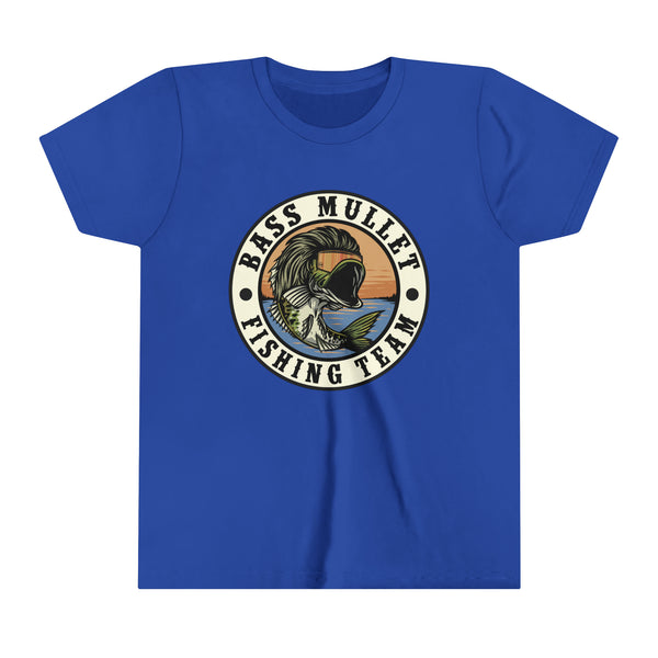 Bass Mullet Fishing Team Badge Youth Tee