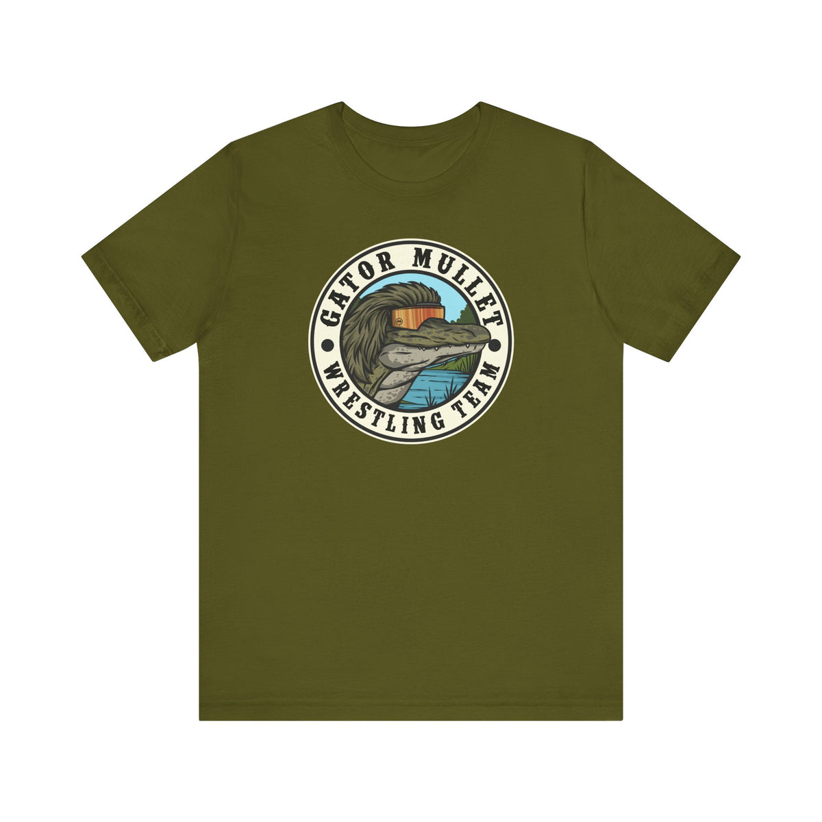 Gator Mullet Wrestling Team Badge Tee