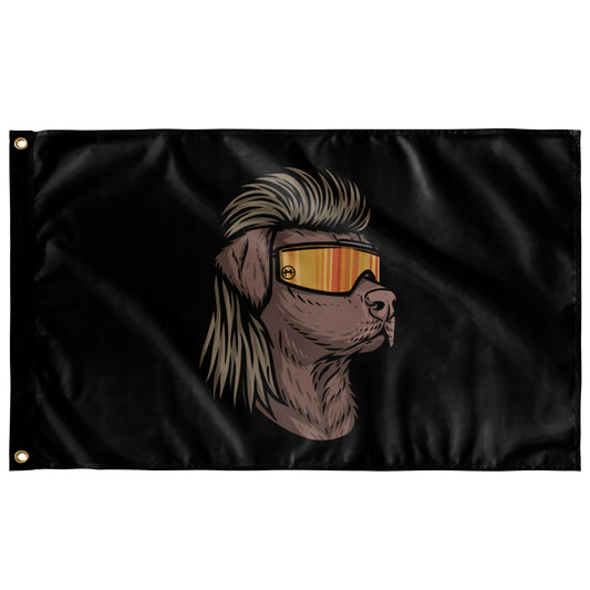 Chocolate Lab Mullet Flag - Black